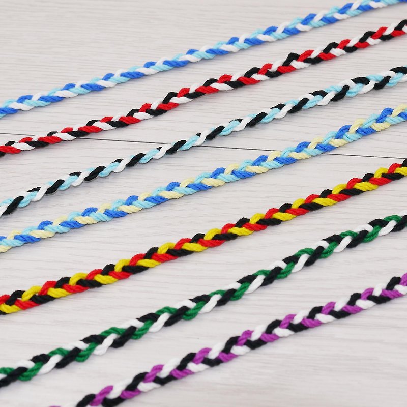Puffy Candy-Purely hand-woven lucky bracelet surfing anklet anklet K (cotton three-strand braid) - สร้อยข้อมือ - วัสดุอื่นๆ 