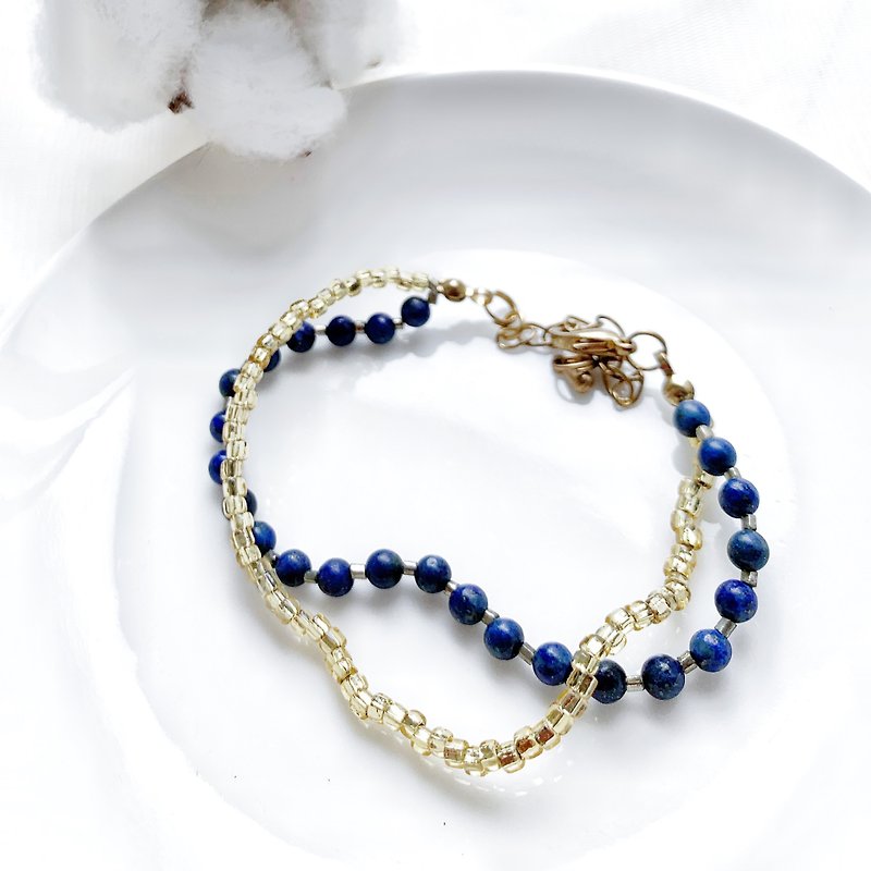 Light you up antique tone double wire bracelet - Bracelets - Other Materials Blue