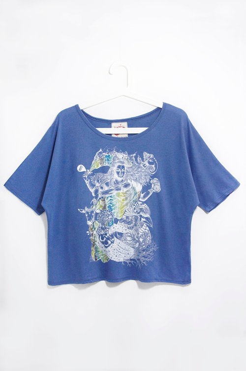 誕生日プレゼント 夏 レディース 肌触り ショート トップス / Tシャツ - 踊るシヴァ シヴァ