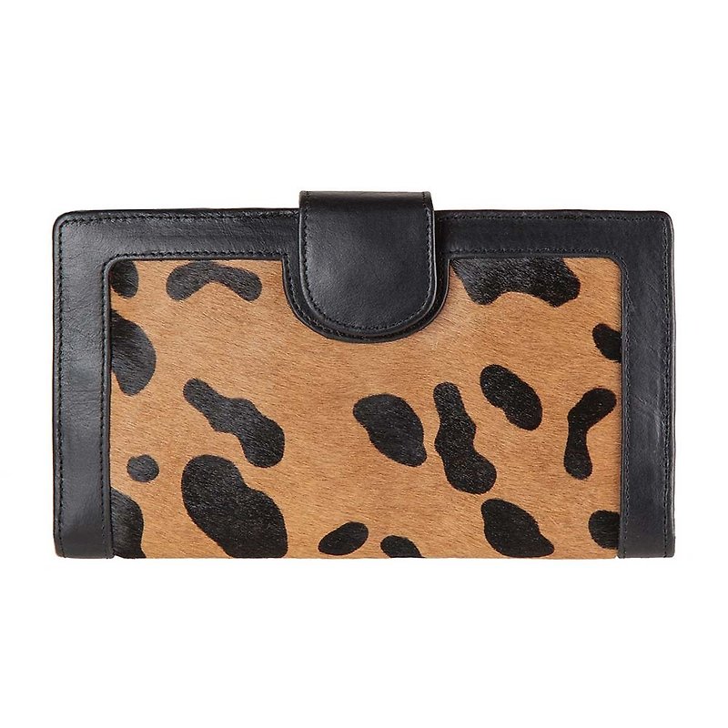DORIS long clip_Wild Cat / flower cat pattern - Wallets - Genuine Leather Brown