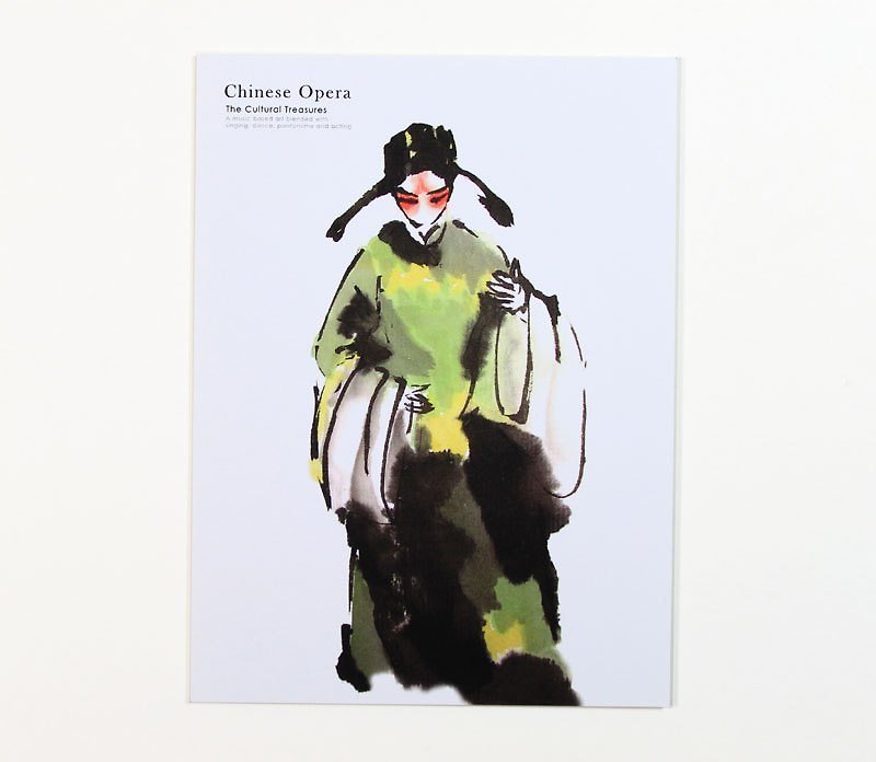 Ink Peking Opera Postcard {Xiaosheng} - การ์ด/โปสการ์ด - กระดาษ ขาว