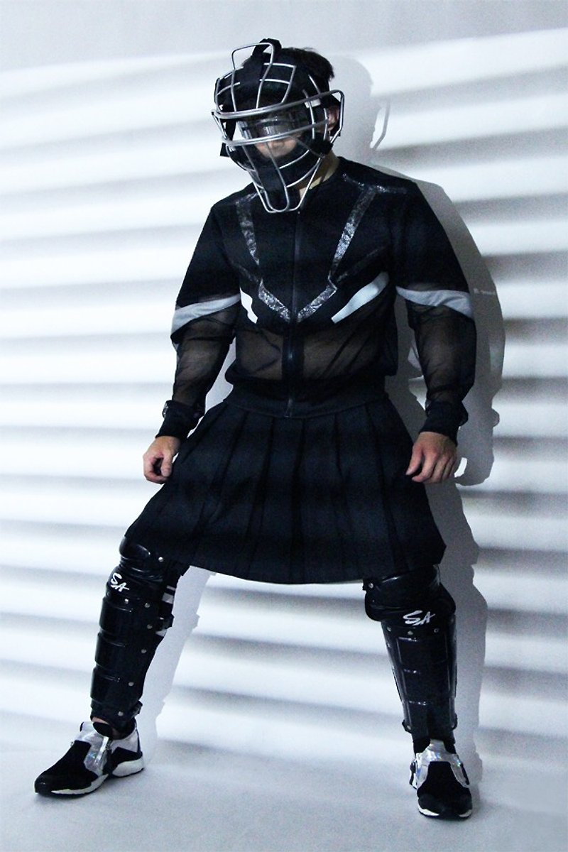 台灣設計師品牌男裝時尚前衛流行拼接設計黑色薄款夾克外套 - 男夾克/外套 - 其他材質 黑色