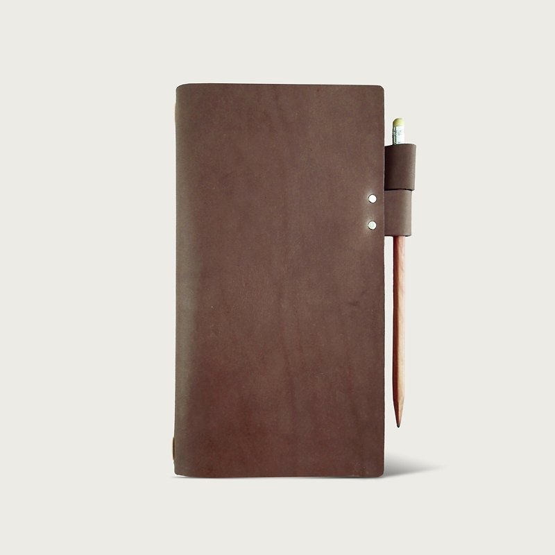 LINTZAN "leather handmade" N3 notepad holster (with laptop) - dark brown - Notebooks & Journals - Genuine Leather Brown