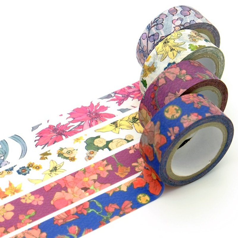Spring Art Masters - Mu Xia Bai Hua Qi Fang Series Paper Tape Set - Washi Tape - Thread Multicolor