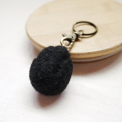 【Wool's】羊毛氈兒 羊毛氈貓掌鑰匙圈-帥氣黑貓掌