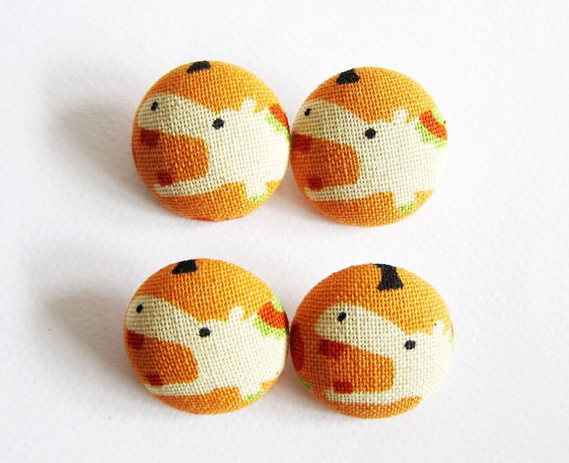 Cloth button button knitting sewing handmade material hippopotamus DIY material - เย็บปัก/ถักทอ/ใยขนแกะ - ผ้าฝ้าย/ผ้าลินิน สีส้ม