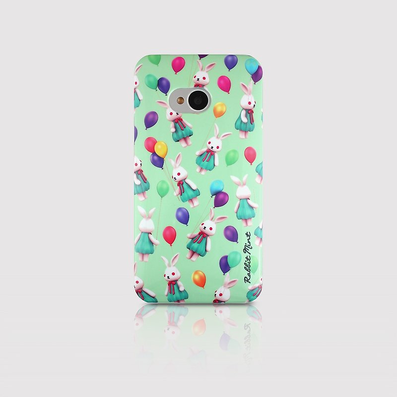 (Rabbit Mint) 薄荷兔手機殼 - 布瑪莉汽球系列 Merry Boo - HTC One M7 (M0010) - 手機殼/手機套 - 塑膠 綠色