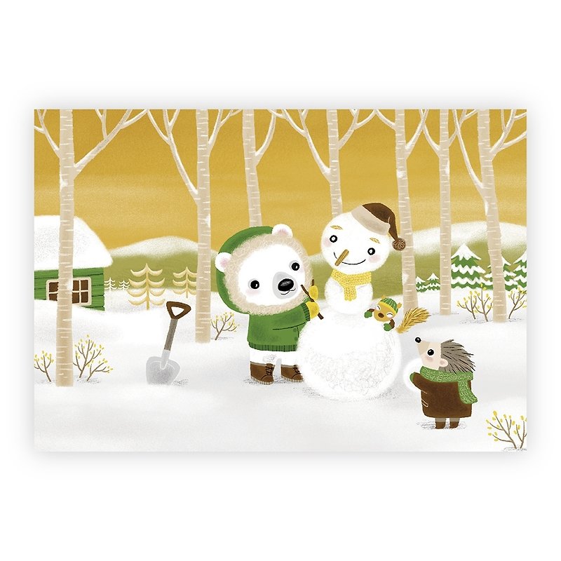 Poca Illustrated Postcard: Snowman Friends in the Forest (No. 29) - Cards & Postcards - Paper 