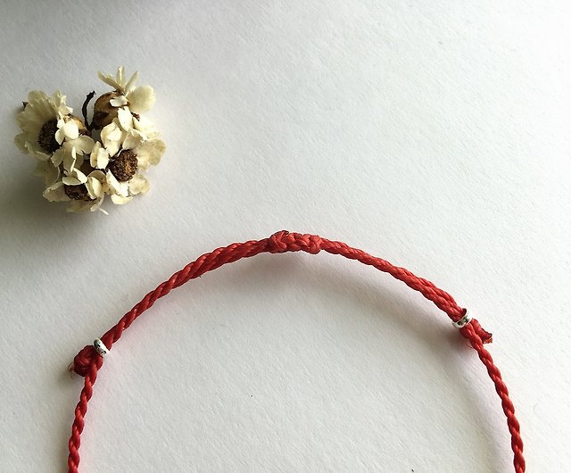 Simple*Red thread simple thin bracelet 925 sterling silver Japanese Wax  thread - Shop ricebear2011 Bracelets - Pinkoi