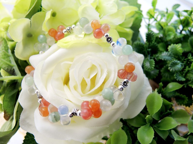 "Alice Alice" Rainbow Chalcedony 925 Sterling Silver Flower Bracelet - Bracelets - Gemstone Multicolor