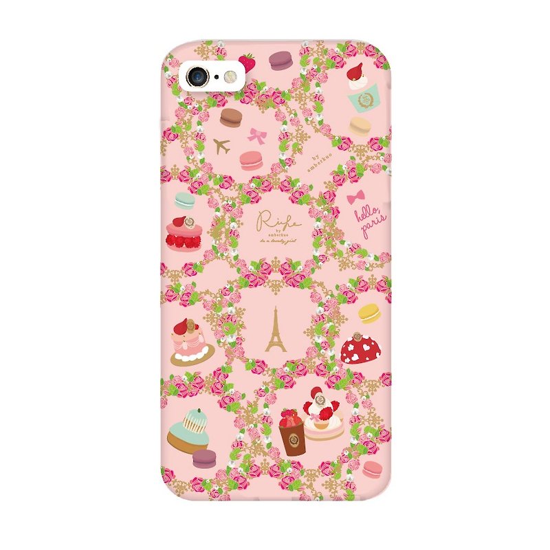 馬卡龍甜點玫瑰花環手機殼 - 手機殼/手機套 - 其他材質 粉紅色