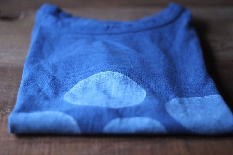 ░ little blue dye T-shirt L - เสื้อยืดผู้ชาย - ผ้าฝ้าย/ผ้าลินิน สีน้ำเงิน