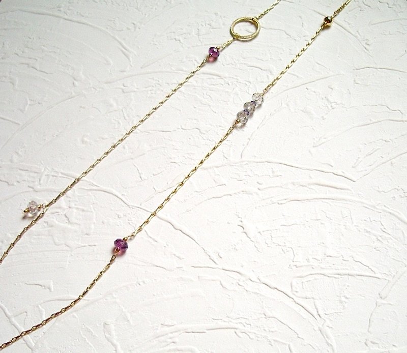 Light Grey Purple Asymmetric Swarovski Crystal Medium-Long Chain - Necklaces - Other Materials Blue