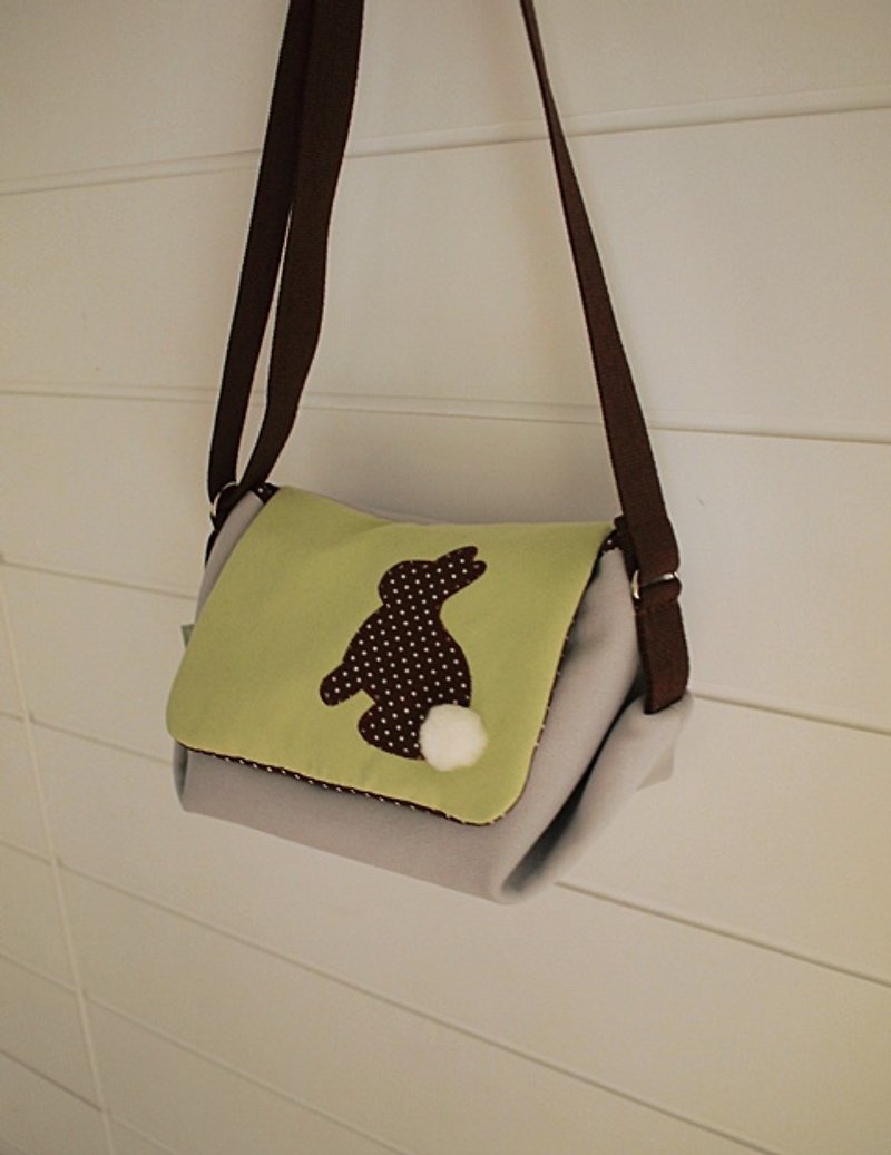 hairmo. Coffee Point rabbit envelope shoulder bag - green coffee - กระเป๋าแมสเซนเจอร์ - วัสดุอื่นๆ สีเขียว