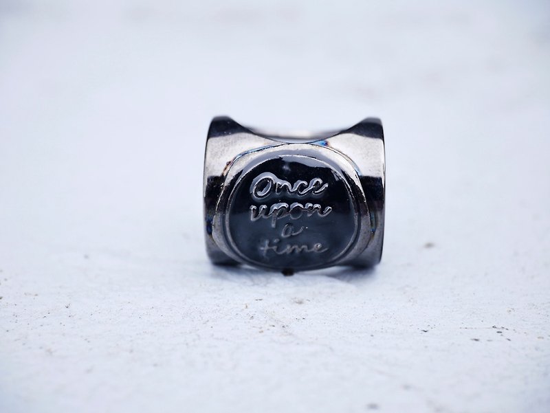Ancient European wax seal ring - black nickel colour with black wax seal* ring - แหวนทั่วไป - โลหะ สีดำ