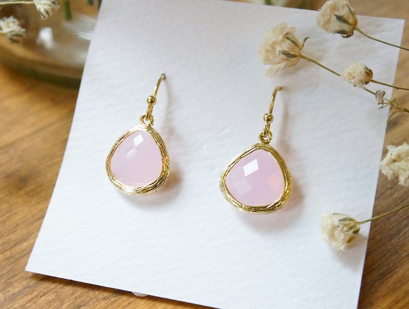 Edith & Jaz • Birthstone Collection - Rose Topaz Earrings (September) - Earrings & Clip-ons - Gemstone Pink
