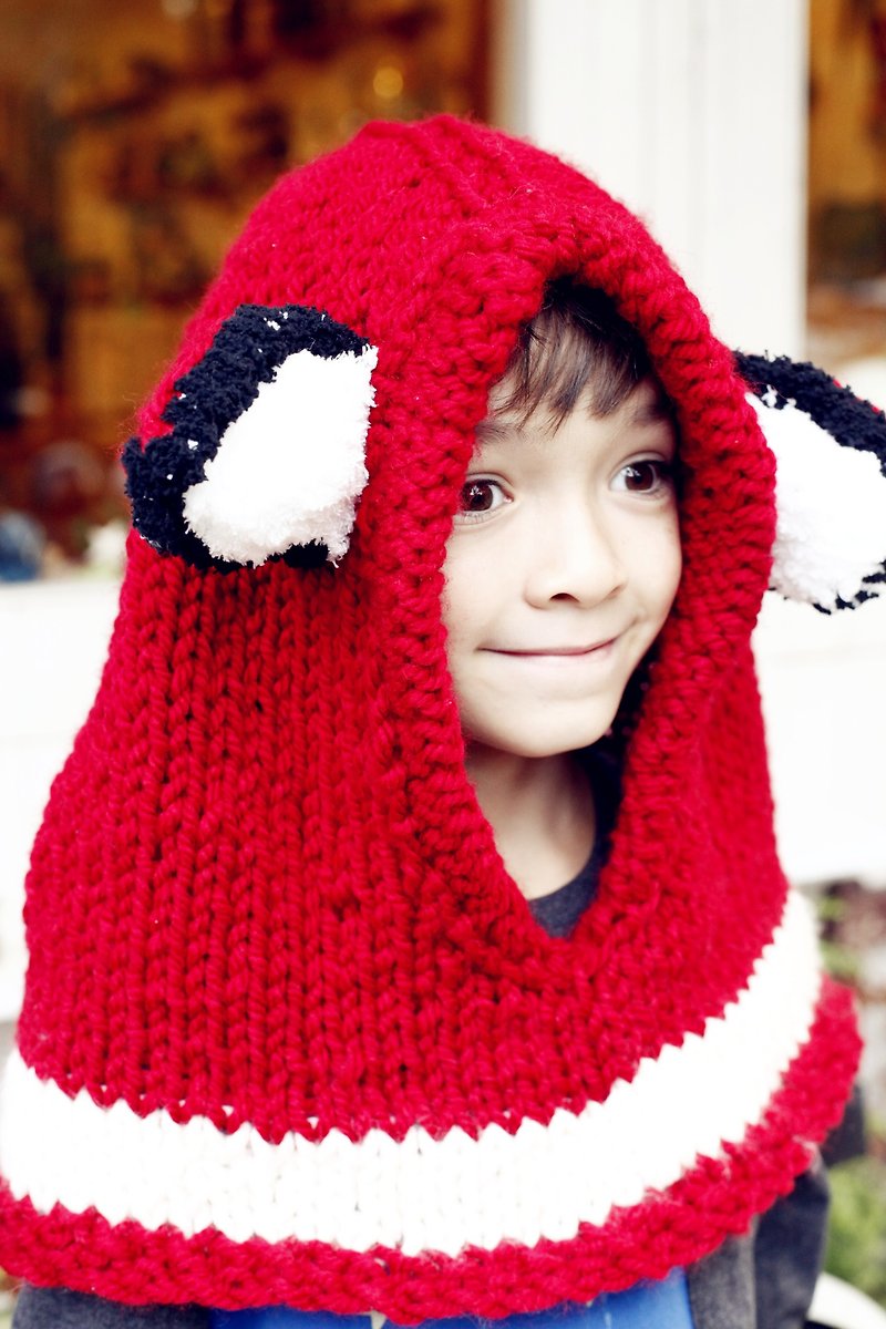 [Good day] hand made hand-made knit red fox (child version) - Hats & Caps - Other Materials Red