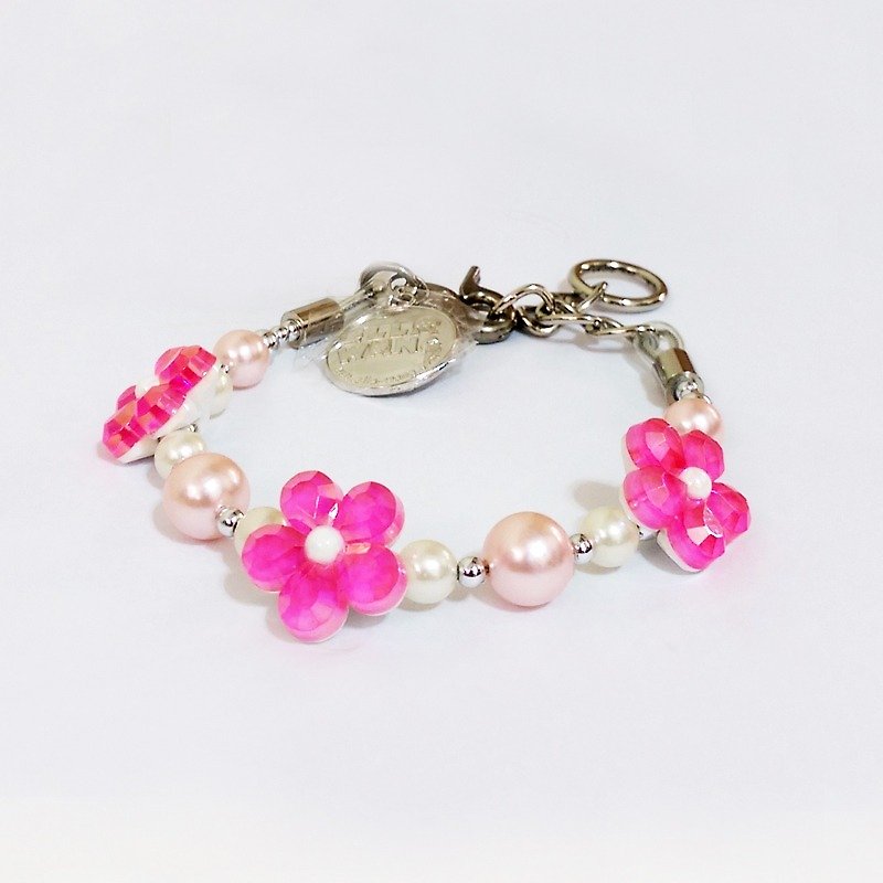 Ella Wang Design Three-dimensional Flower Pearl Collar-Pink Pet Collar Fashion Handmade Size:XS~M+ - Collars & Leashes - Plastic Pink