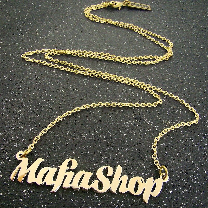 Script font style Personal nameplate necklace in brass - 其他 - 其他金屬 