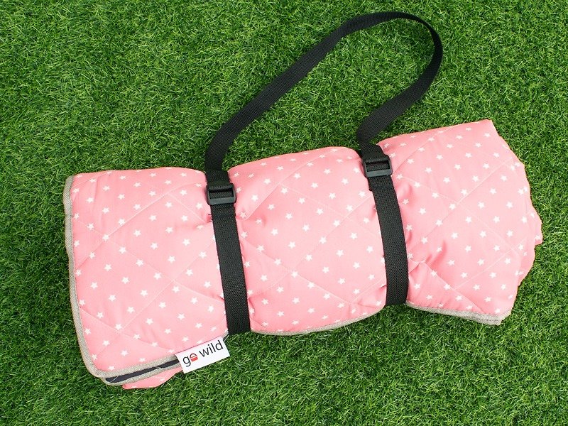 Wilのピクニックマットピンクの星を行く] [増加肥厚|両面カラーデザイン|黒と白のポップスタイルのボトム - キャンプ・ピクニック - 防水素材 ピンク
