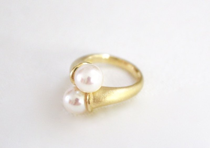 Akoya pearl Silver ring Gold color - แหวนทั่วไป - โลหะ สีทอง