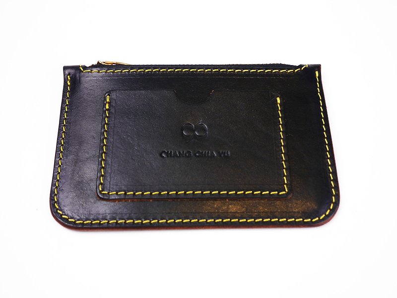 【YuYu】Vegetable tanned cowhide coin purse - กระเป๋าใส่เหรียญ - หนังแท้ สีดำ