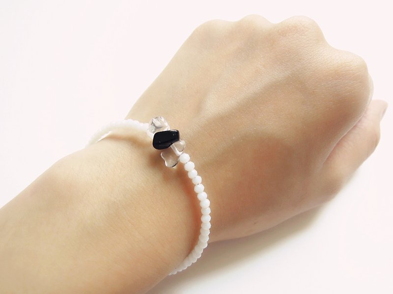 "KeepitPetite" minimalist black and white natural spar · · Bracelet - Bracelets - Other Materials White