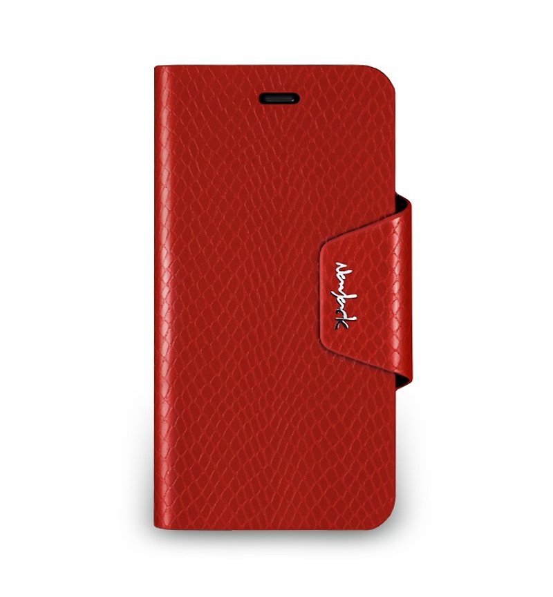 iPhone 6 -The Python Series - snakeskin embossed side flip stand protective sleeve - bright red color - Other - Genuine Leather Red