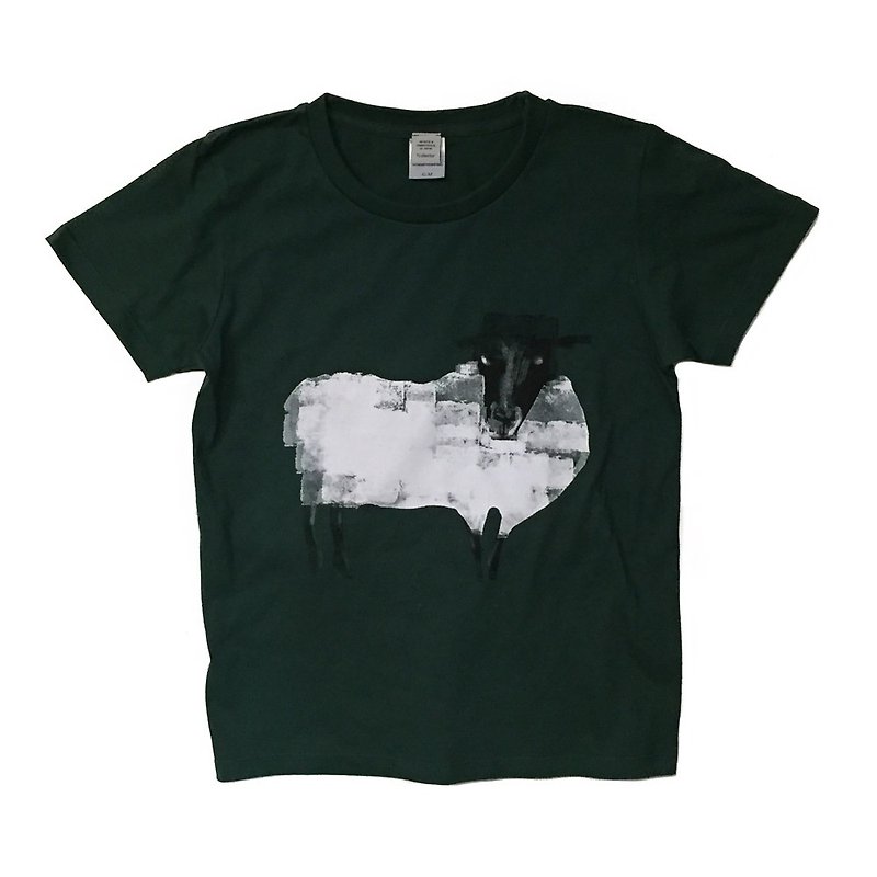 羊2 イラストTシャツ　未年　ユニセックスS 〜XXXLサイズ、レディースS〜Lサイズ　Tcollector - T 恤 - 棉．麻 綠色