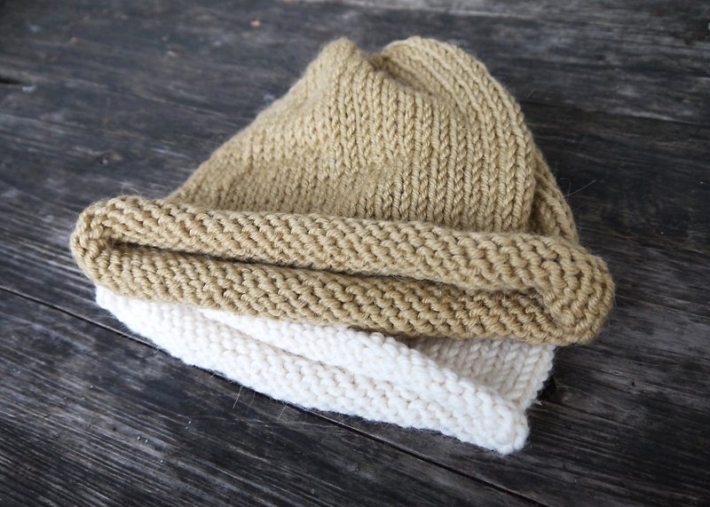 阿母100%的手作帽-小捲毛帽-簡約乳白-新年/禮物 - 帽子 - 其他材質 白色