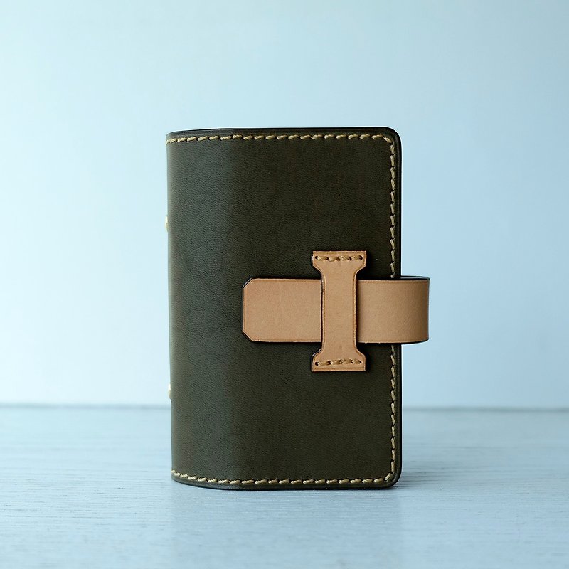isni [Multifunction card case / card holder] deep-green retro design /handmade leather/free imprint - Card Holders & Cases - Genuine Leather Green