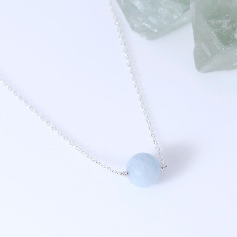 Treasure Series~Aquamarine/Aquamarine Sterling Silver Necklace - Necklaces - Gemstone Blue