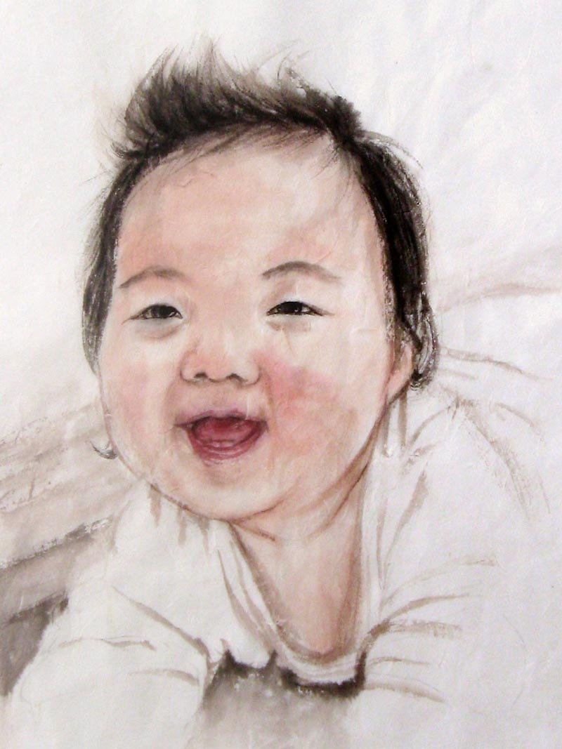 30cmx40cm Custom Portrait, Child's Portrait, Children's Personalized Original Hand Drawn Portrait from Your Photo, OOAK watercolor Painting Ideas Gift - ภาพวาดบุคคล - กระดาษ หลากหลายสี