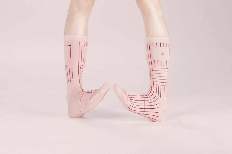 BILATERAL 桃粉 襪子 幾何襪子 短襪 男生襪子 女生襪子 設計師襪子 馬來西亞出品 - 襪子 - 其他材質 粉紅色