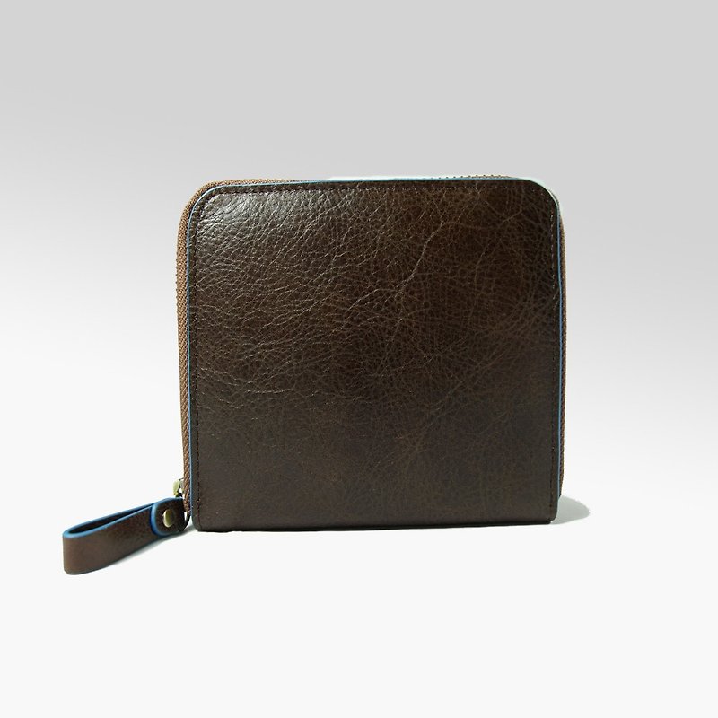 Influxx leather zip line drawing in the folder / wallet / short clip - brown - Wallets - Genuine Leather Brown
