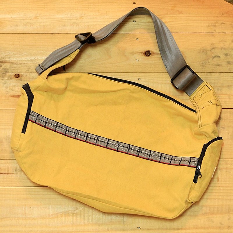 EARTH.er  │"YELLOW BIKE" Natural Dye BIKE Shoulder Bag│ - กระเป๋าแมสเซนเจอร์ - วัสดุอื่นๆ สีเหลือง