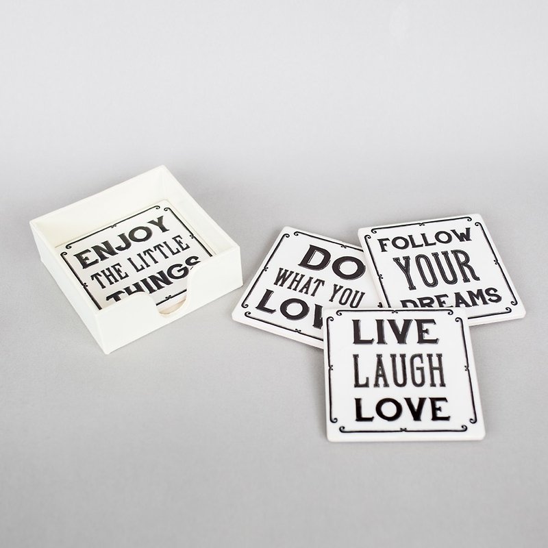 OOPSY Life-Frontal Energy Porcelain Coaster Set-RJB - Coasters - Other Materials White