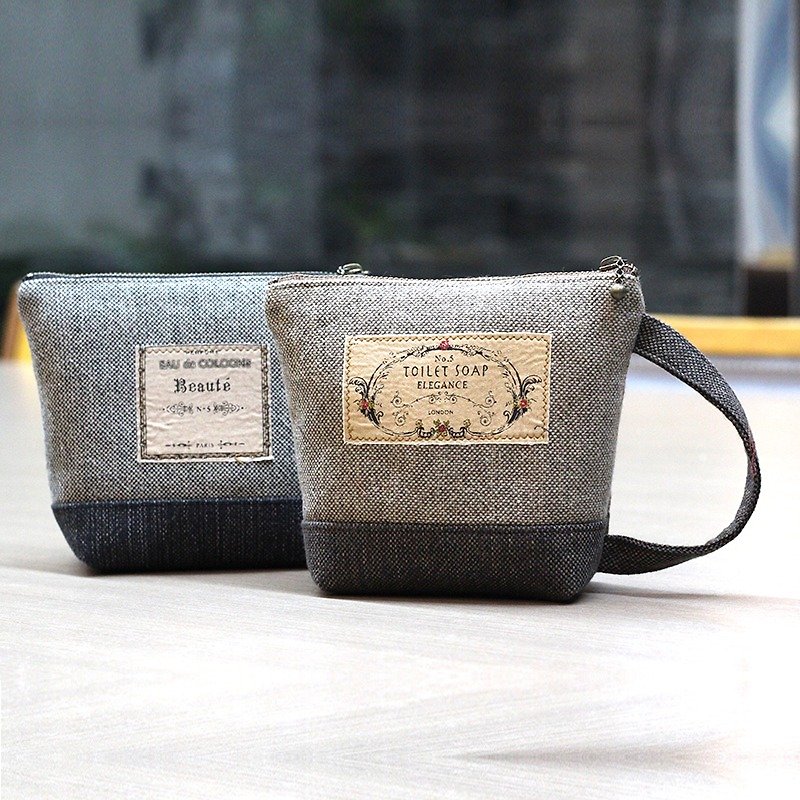 Grocery mugs modeling packet Brown / gray linen Black - Handmade bag material - Other - Other Materials Brown