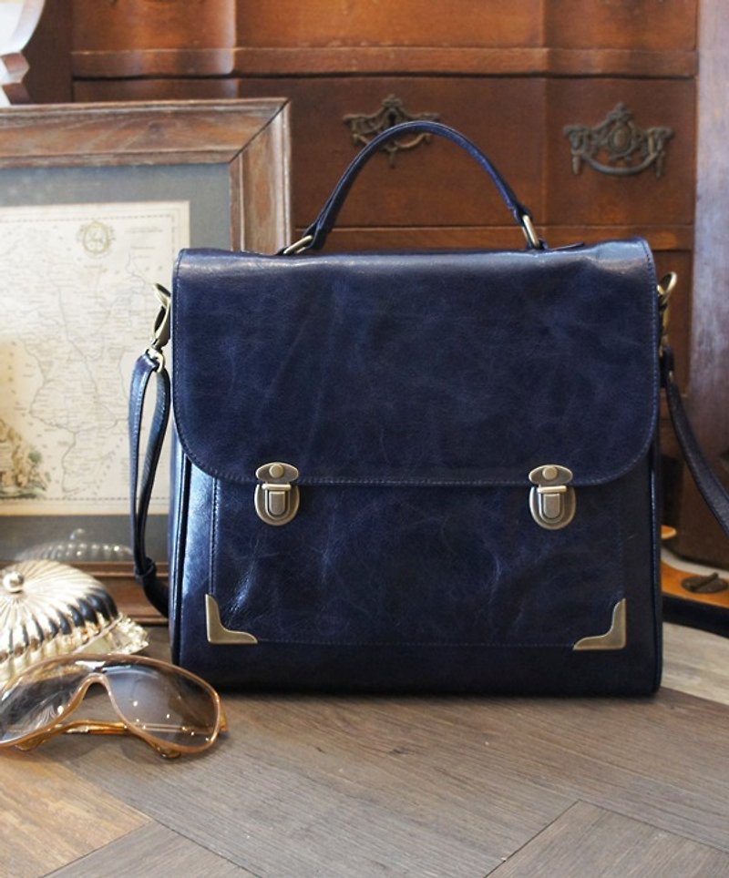 Humble after full leather backpack - blue - Backpacks - Genuine Leather 