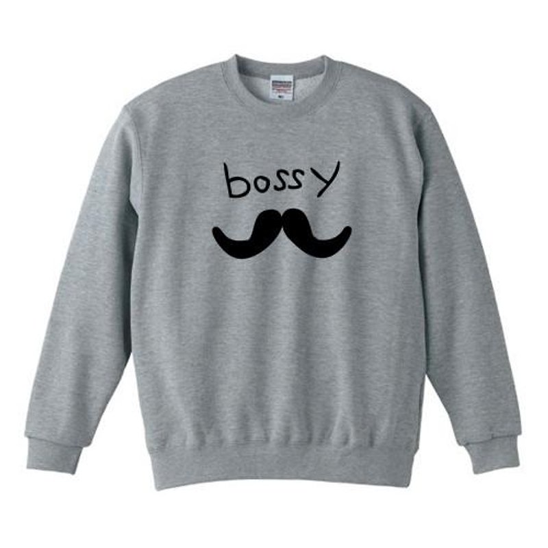 bossy sweatshirt - เสื้อฮู้ด - ผ้าฝ้าย/ผ้าลินิน สีเทา