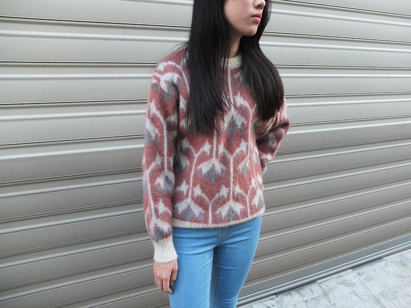Iceland made vintage pattern mohair sweater - สเวตเตอร์ผู้หญิง - วัสดุอื่นๆ 