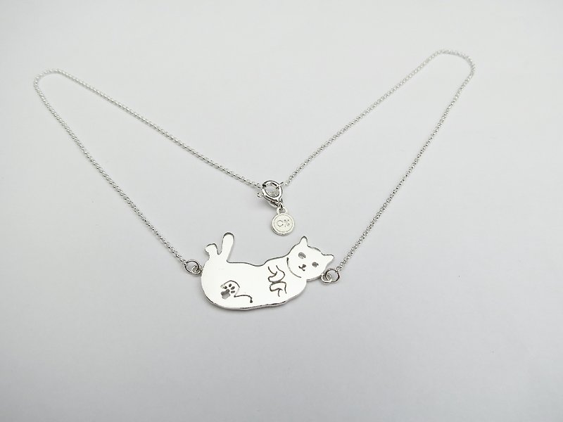 Cat belly - Classic animal hollow series (925 silver necklace) - C percent - Necklaces - Sterling Silver Silver