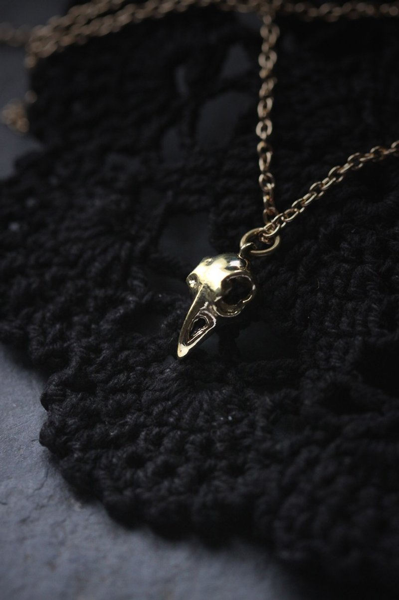 Small Golden Raven Skull Necklace by Defy. - Necklaces - Other Metals 
