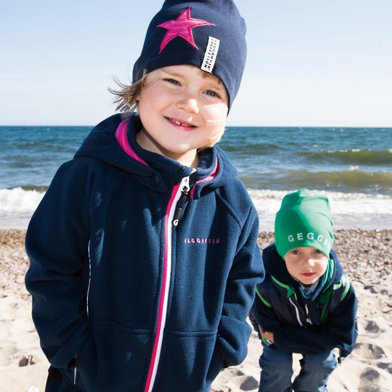 【Swedish Kids】Waterproof and Windproof Hooded Jacket 2 Years Old to 10 Years Old Blue/ Peach Stripes - เสื้อโค้ด - ผ้าฝ้าย/ผ้าลินิน สีน้ำเงิน