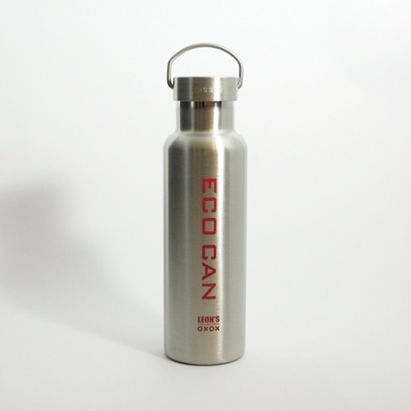 LEON'S stainless steel vacuum bottle - red and green - ถ้วย - โลหะ สีเทา