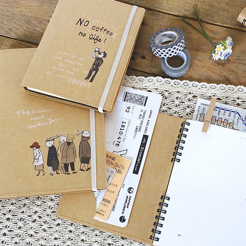 Berger Stationery x Hey! guys [Hide Personalized Handwritten Notebook-36K] Four Designs - สมุดบันทึก/สมุดปฏิทิน - กระดาษ สีนำ้ตาล