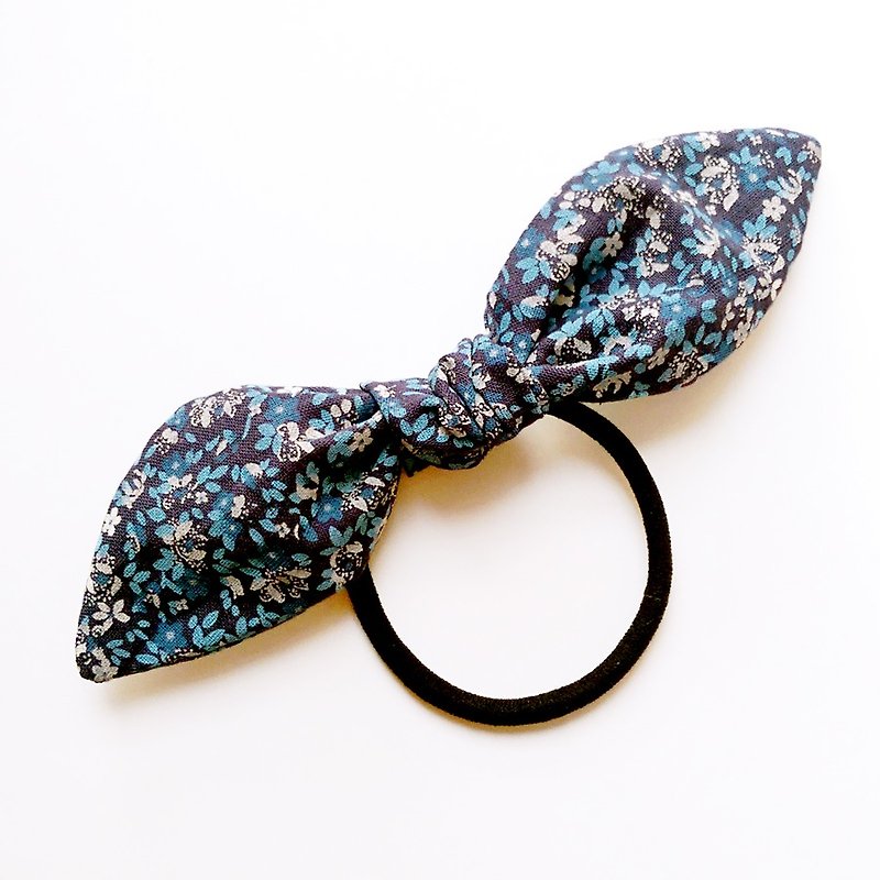 Handmade English floral bow hair bundle - เครื่องประดับผม - วัสดุอื่นๆ สีน้ำเงิน