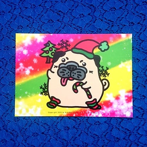 SihWun's Pug World 巴哥犬世界 Merry Christmas 巴哥聖誕明信片-05