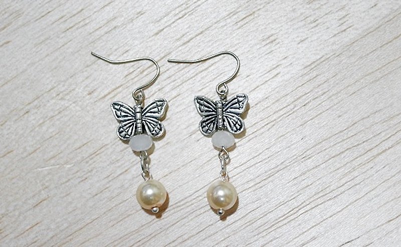 Alloy * pink butterfly *_ hook earrings - Earrings & Clip-ons - Other Metals Orange