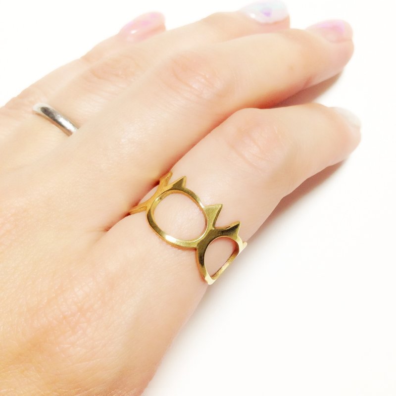 Ring: Gold color cat face design / US size 5-10 <unisex> - General Rings - Other Metals 